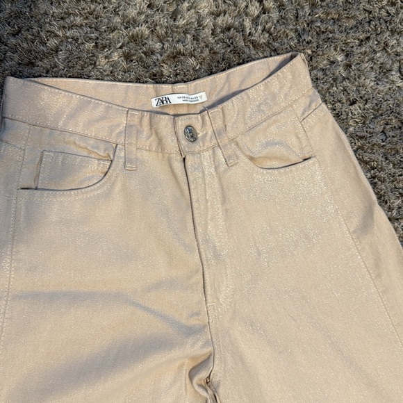 women's pants size 0, shiny cream color - Picture 4 of 13